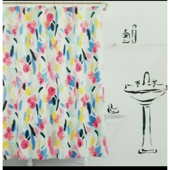 Kate Spade New York Paintball Floral Shower Curtain 72" x 72" Cotton & Polyester - Picture 1 of 5